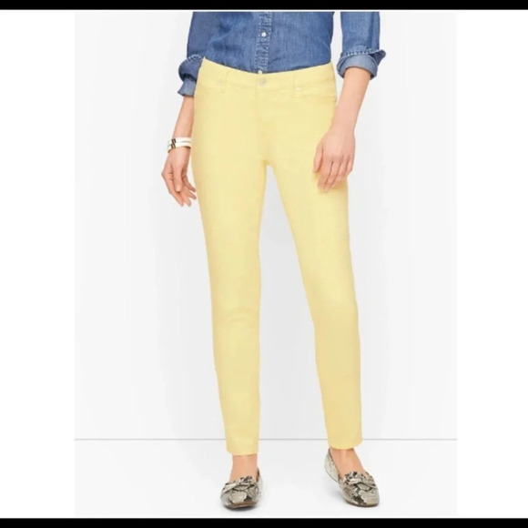 TALBOTS Sz  12P Slim Ankle Pastel Yellow Jeans NWT - Picture 1 of 10